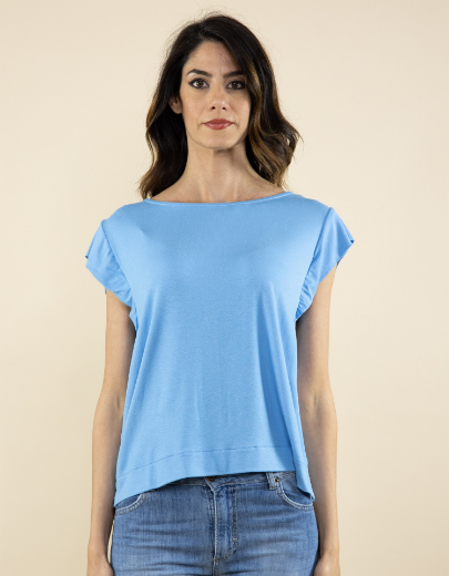 Immagine di T-shirt a scatola jersey manica aletta pervinca