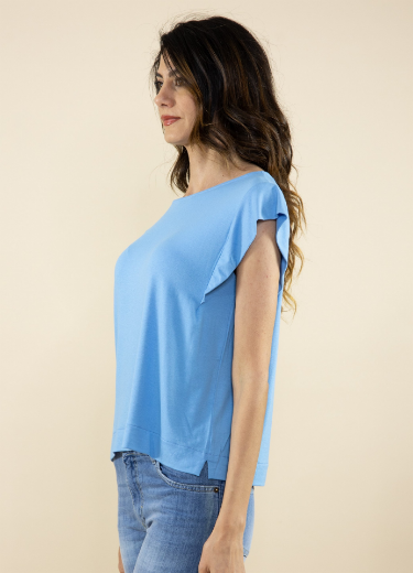 Immagine di T-shirt a scatola jersey manica aletta pervinca