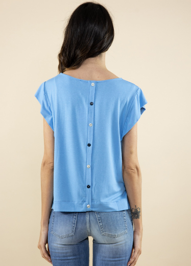 Immagine di T-shirt a scatola jersey manica aletta pervinca