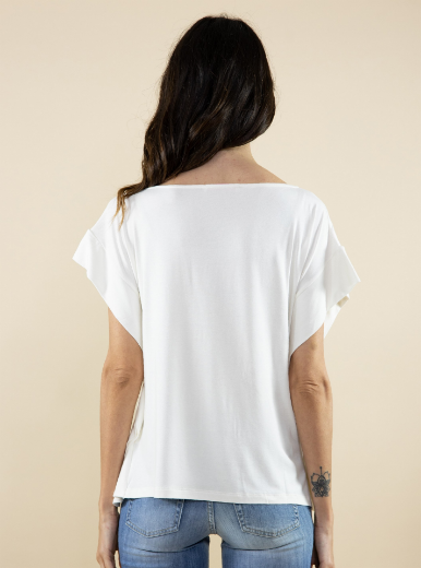 Immagine di T-shirt jersey a scatola con martingale panna