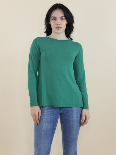 Immagine di Maglia rasata scollo barca con spacchi verde