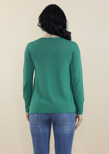 Immagine di Maglia rasata scollo barca con spacchi verde