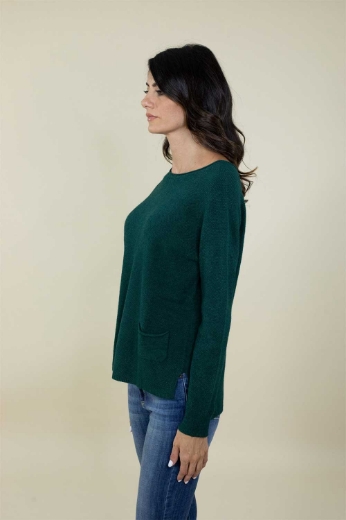 Maglia slim con tasche tramata colore verde bosco