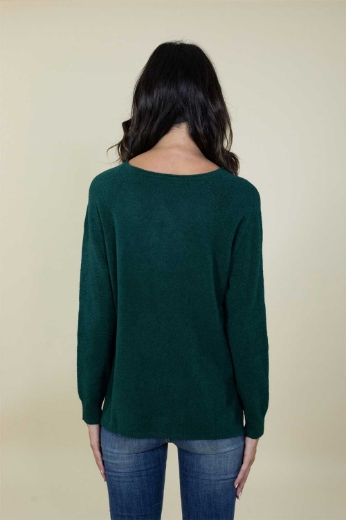 Maglia slim con tasche tramata colore verde bosco