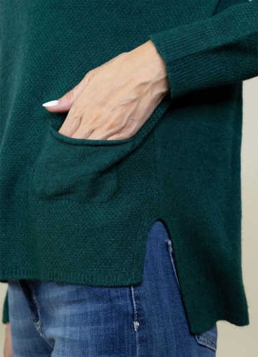 Maglia slim con tasche tramata colore verde bosco