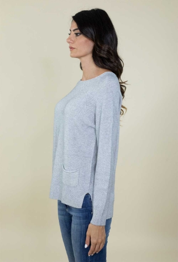 Maglia slim con tasche tramata colore perla