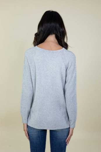 Maglia slim con tasche tramata colore perla