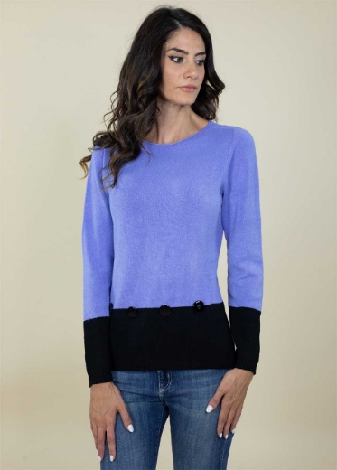Maglia bicolore rasata con bottoni Pervinca