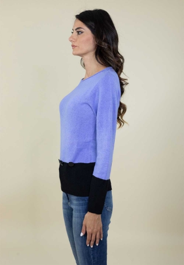 Maglia bicolore rasata con bottoni Pervinca