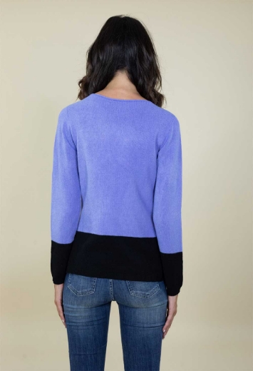 Maglia bicolore rasata con bottoni Pervinca