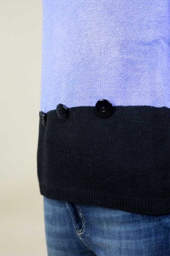 Maglia bicolore rasata con bottoni Pervinca