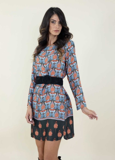 Abito raso a tunica fantasia liberty