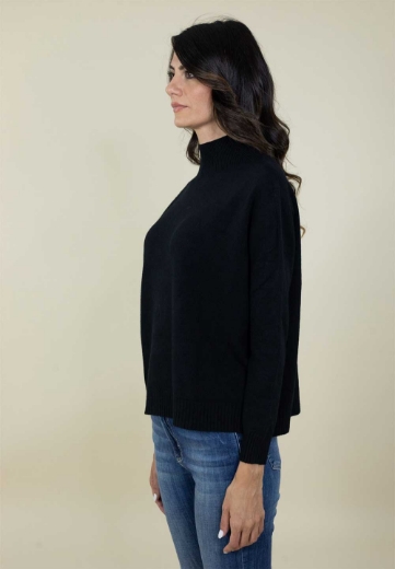 Maglia lupetto a scatola rasata colore nero