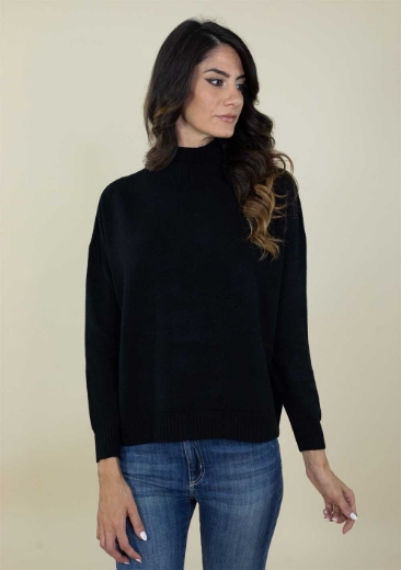 Maglia lupetto a scatola rasata colore nero