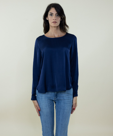Immagine di Casacca over piu' lunga in raso colore blu