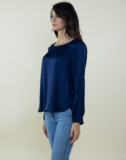 Immagine di Casacca over piu' lunga in raso colore blu