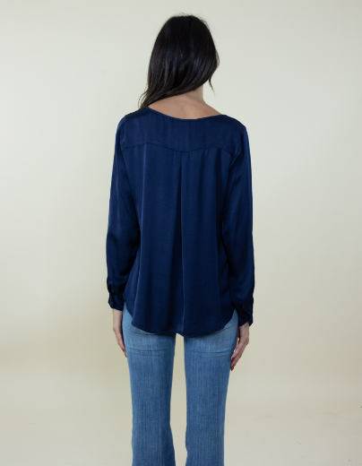 Immagine di Casacca over piu' lunga in raso colore blu