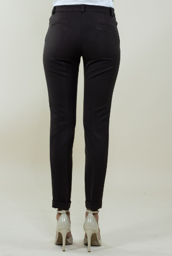 Immagine di Pantalone slim tasche passanti e svolta colore moro