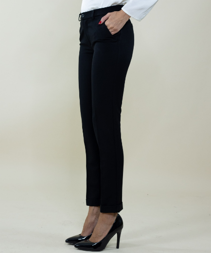 Immagine di Pantalone slim tasche passanti e svolta colore nero