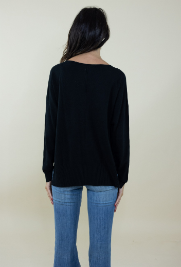 Immagine di Maglia over rasata in viscosa colore nero