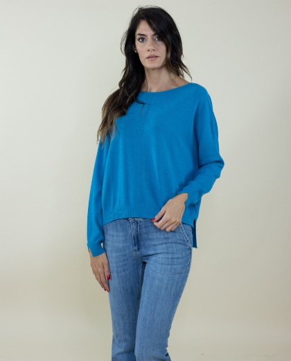 Immagine di Maglia over rasata in viscosa colore ottanio