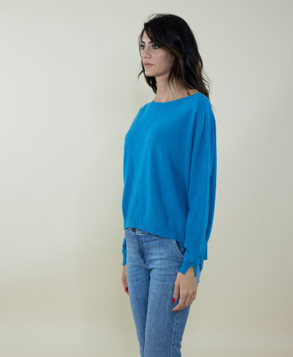 Immagine di Maglia over rasata in viscosa colore ottanio