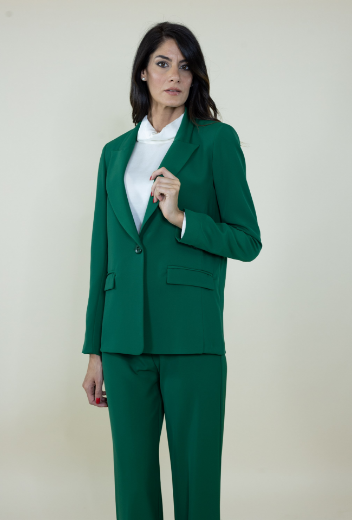 Immagine di Giacca in cady collo rever con tasche colore verde