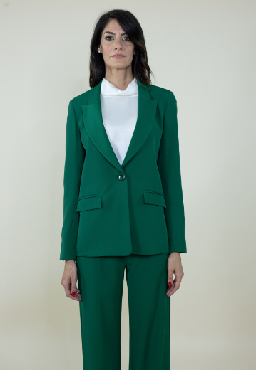 Immagine di Giacca in cady collo rever con tasche colore verde