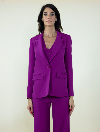 Immagine di Giacca in cady collo rever con tasche colore rubino