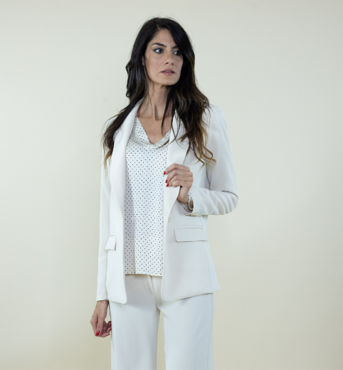 Immagine di Giacca in cady collo rever con tasche colore gesso