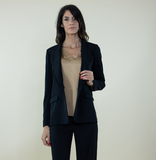 Immagine di Giacca in cady collo rever con tasche colore nero