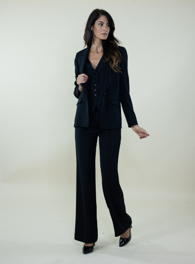 Immagine di Giacca in cady collo rever con tasche colore nero