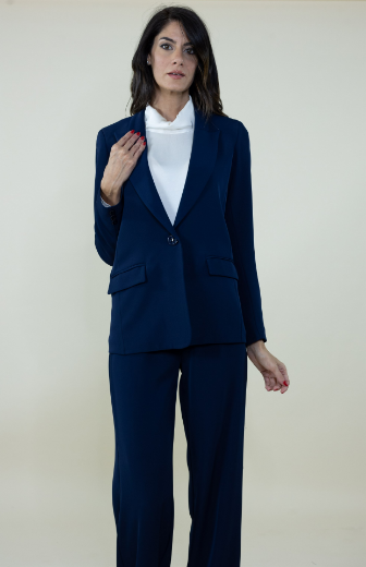 Immagine di Giacca in cady collo rever con tasche colore blu