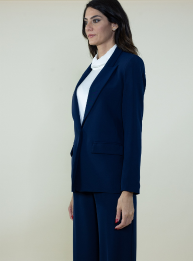 Immagine di Giacca in cady collo rever con tasche colore blu
