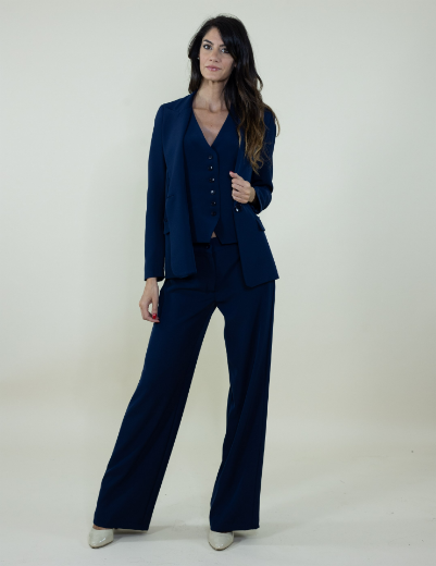 Immagine di Giacca in cady collo rever con tasche colore blu