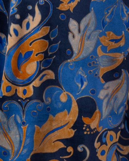 Immagine di Pantalone in velluto fantasia arabesque blu