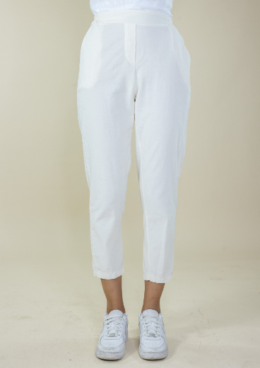 Immagine di Pantalone velluto costine con tasche colore panna