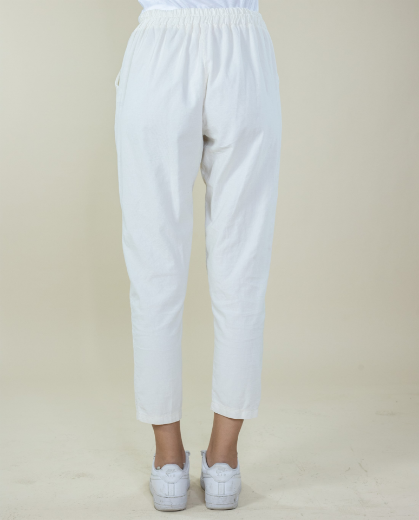 Immagine di Pantalone velluto costine con tasche colore panna