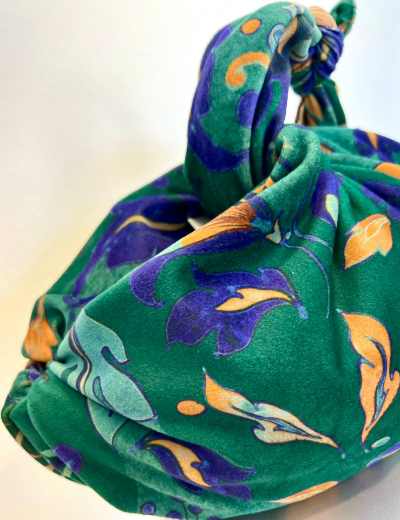 Immagine di Borsa "truscia" fantasia arabesque e Taffetà colore bosco e viola
