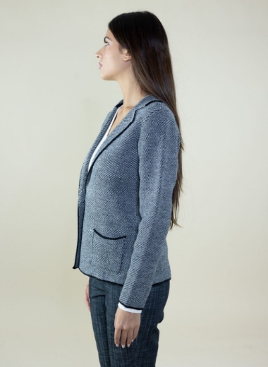 Cardigan melange collo rever con tasche colore nero