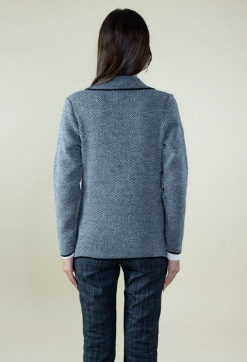 Cardigan melange collo rever con tasche colore nero