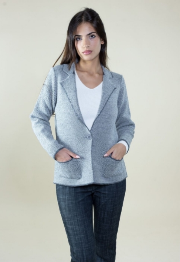 Cardigan melange collo rever con tasche colore grigio