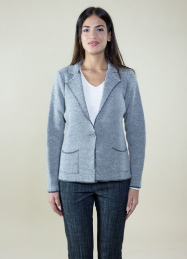 Cardigan melange collo rever con tasche colore grigio