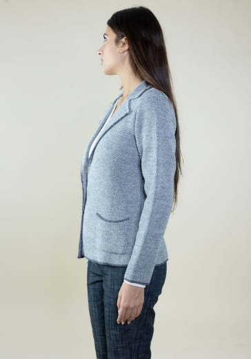 Cardigan melange collo rever con tasche colore grigio