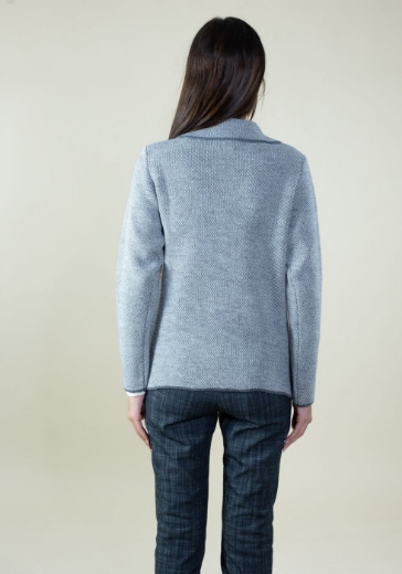Cardigan melange collo rever con tasche colore grigio