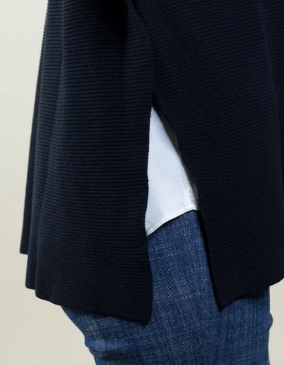 Maglia a coste con spacchi manica 3/4 colore nero