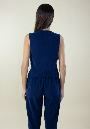 Immagine di Gilet velluto costine con bottoni colore blu