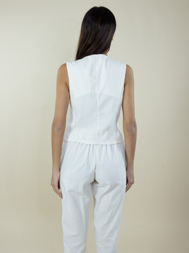 Immagine di Gilet velluto costine con bottoni colore panna