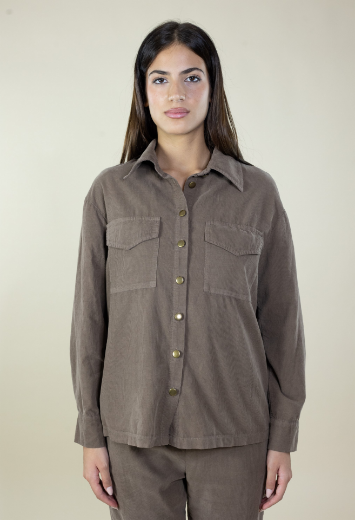 Immagine di Camicia velluto costine con tasche toppa colore moro
