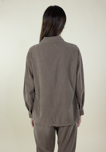 Immagine di Camicia velluto costine con tasche toppa colore moro